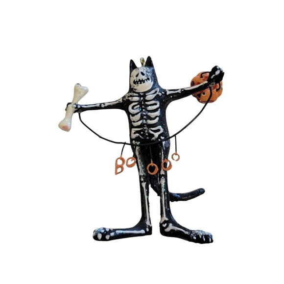 Dept 56 Patience Brewster Krinkles Halloween Ornament Boney Cat Brother Skeleton - Picture 1 of 5